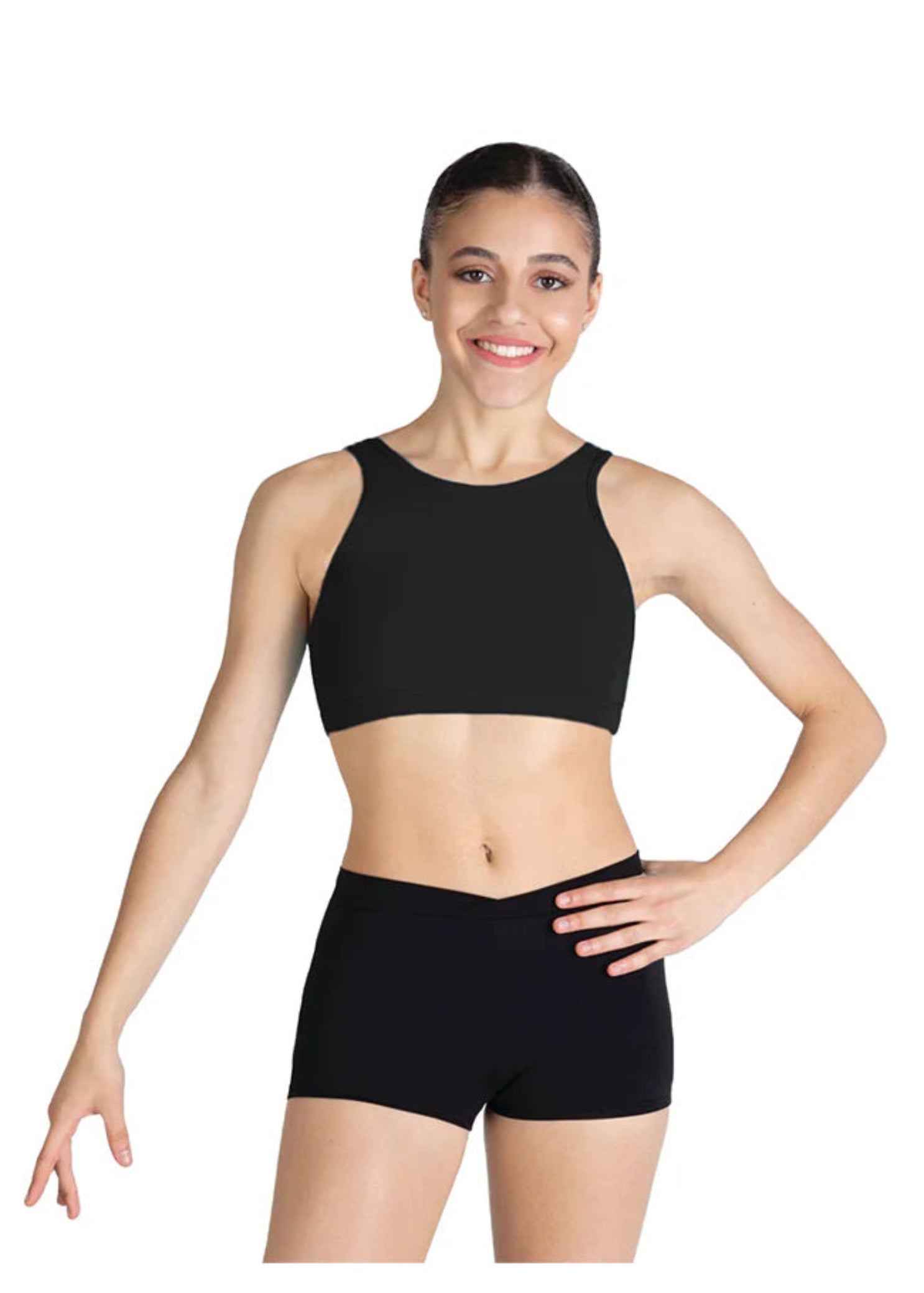 High Neck Bra Top Black front view