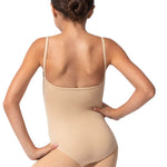 Capezio Cami Leotard in Nude, back view showing straight back and flat straps