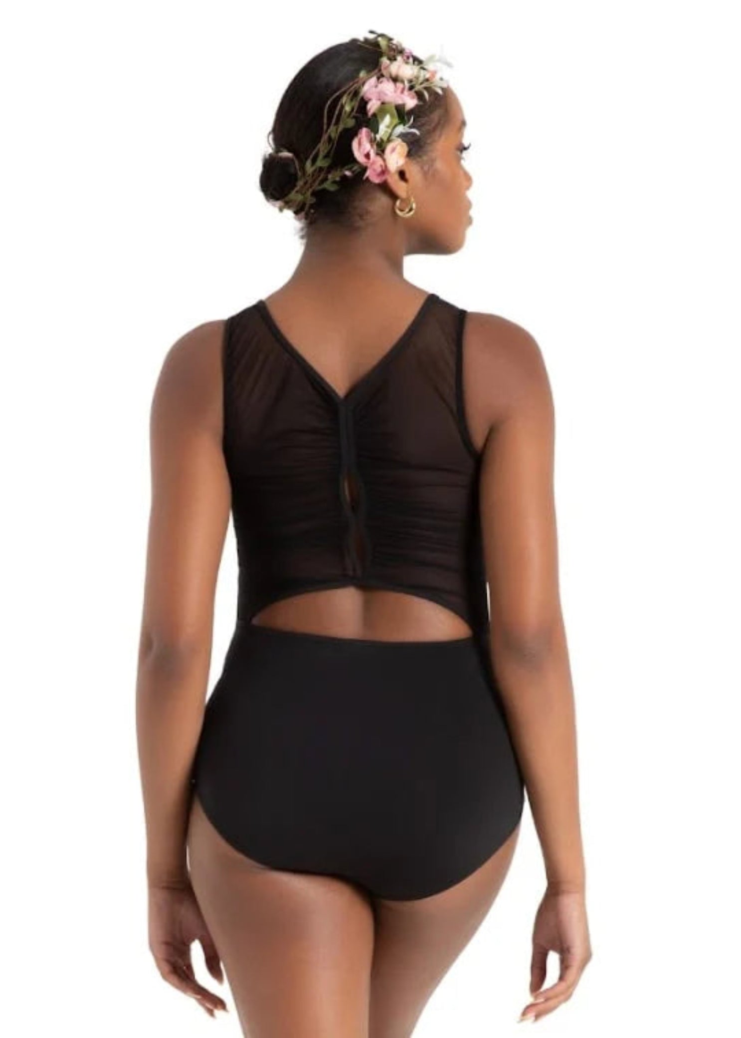 Marigold Mesh Back Leotard Black back view