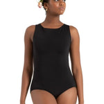 Marigold Mesh Back Leotard Black front view