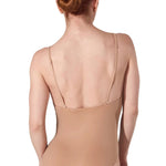 Capezio Seamless Cami Leotard in Nude, back view showing scoop back and adjustable straps