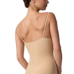 Capezio Cami Leotard in Nude, back view showing straight back and flat straps