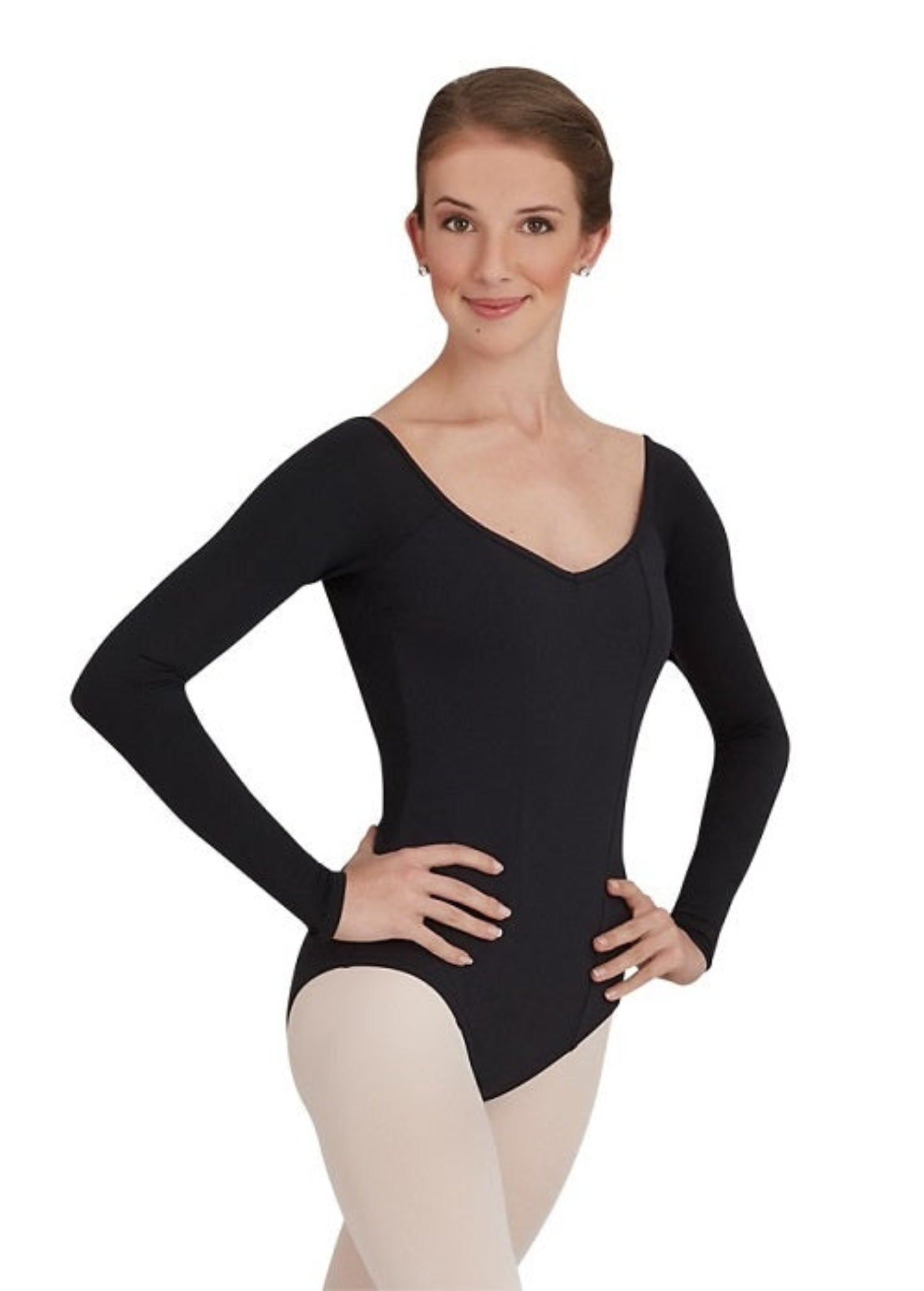 Long Sleeve Leotard Black front view