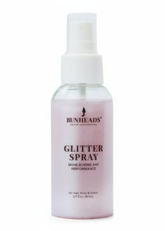 Capezio Bunheads glitter spray in Pink, front view showing 2.7 oz pink pump spray bottle
