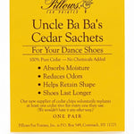 Pillows for Pointes Cedar Chip Sachets, packaging detail view showing label listing cedar and odor-control benefits