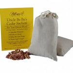 Pillows for Pointes Cedar Chip Sachets, packaging front view showing drawstring bags, cedar chips and insert card