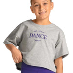 Mirella Cotton Celestia Printed Tee in Snow Marie, close up front view showing Eat Sleep Dance Repeat print