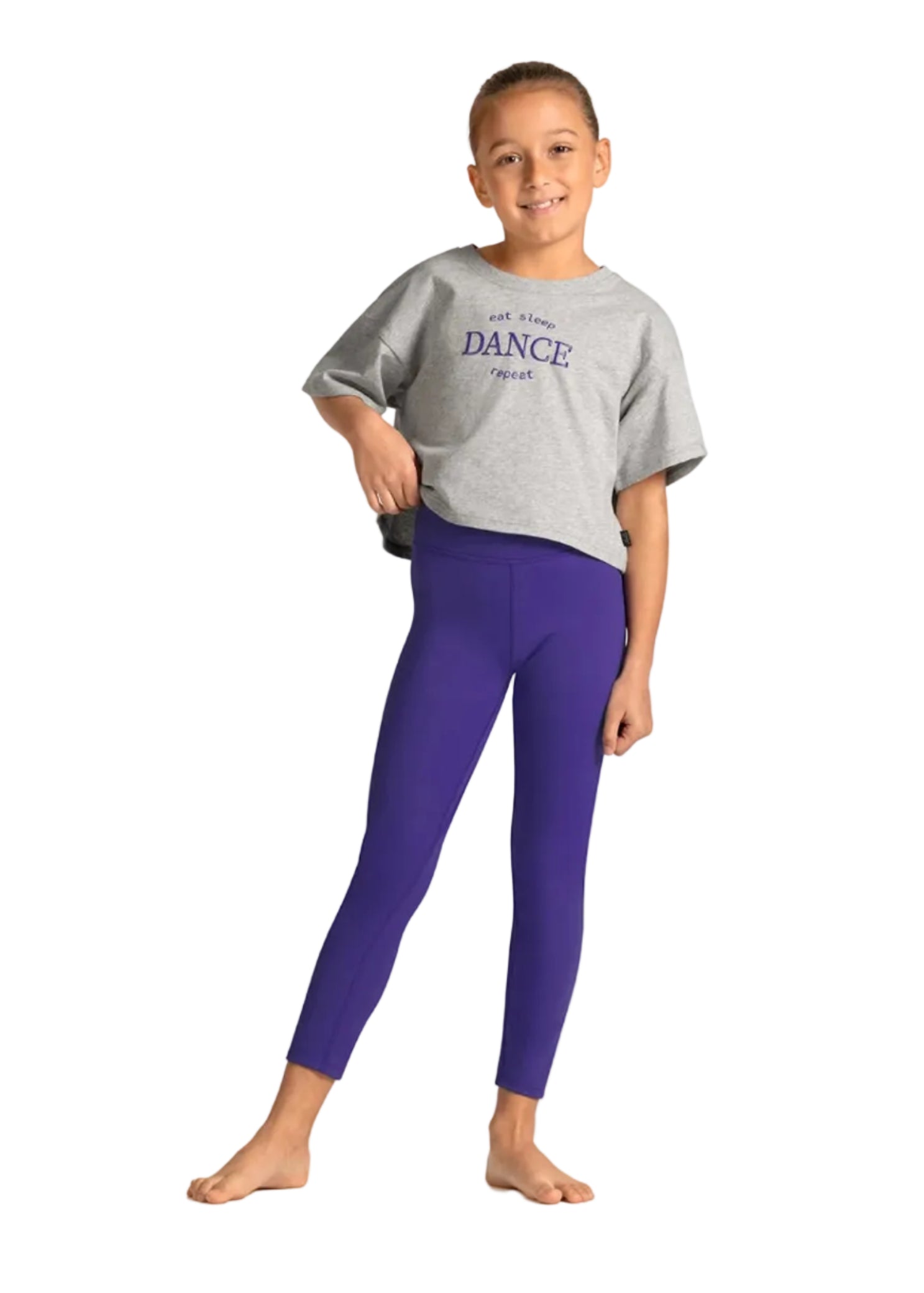Mirella Cotton Celestia Printed Tee in Snow Marle, front view showing relaxed cropped fit and short sleeves