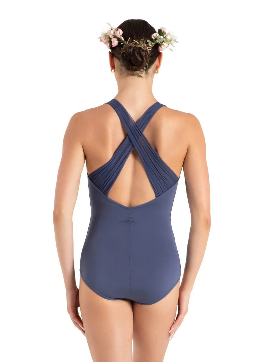 Chamomile Cross Back Leotard Crown Blue back view