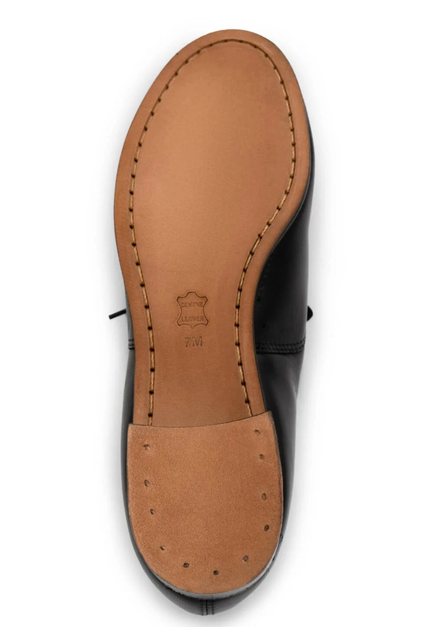 Capezio Character Oxford Tap Shoe in Black, outsole view showing tap placement and sole construction