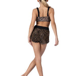 XO Dance Company Cheetah Breezy Flow Short in Cheetah, back view showing wide waistband and relaxed fit