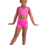 Cinched Halter Top Neon Pink front view