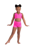 Cinched Halter Top Neon Pink front view
