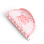 Pippi Post Acrylic Claw Hair Clip Ballet in Pink, detail view showing bow illustration and claw teeth