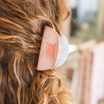 Pippi Post Acrylic Claw Hair Clip Ballet in Pink, lifestyle view showing ballet slipper design and spring clasp