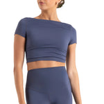 Clover Crop Top Crown Blue front view