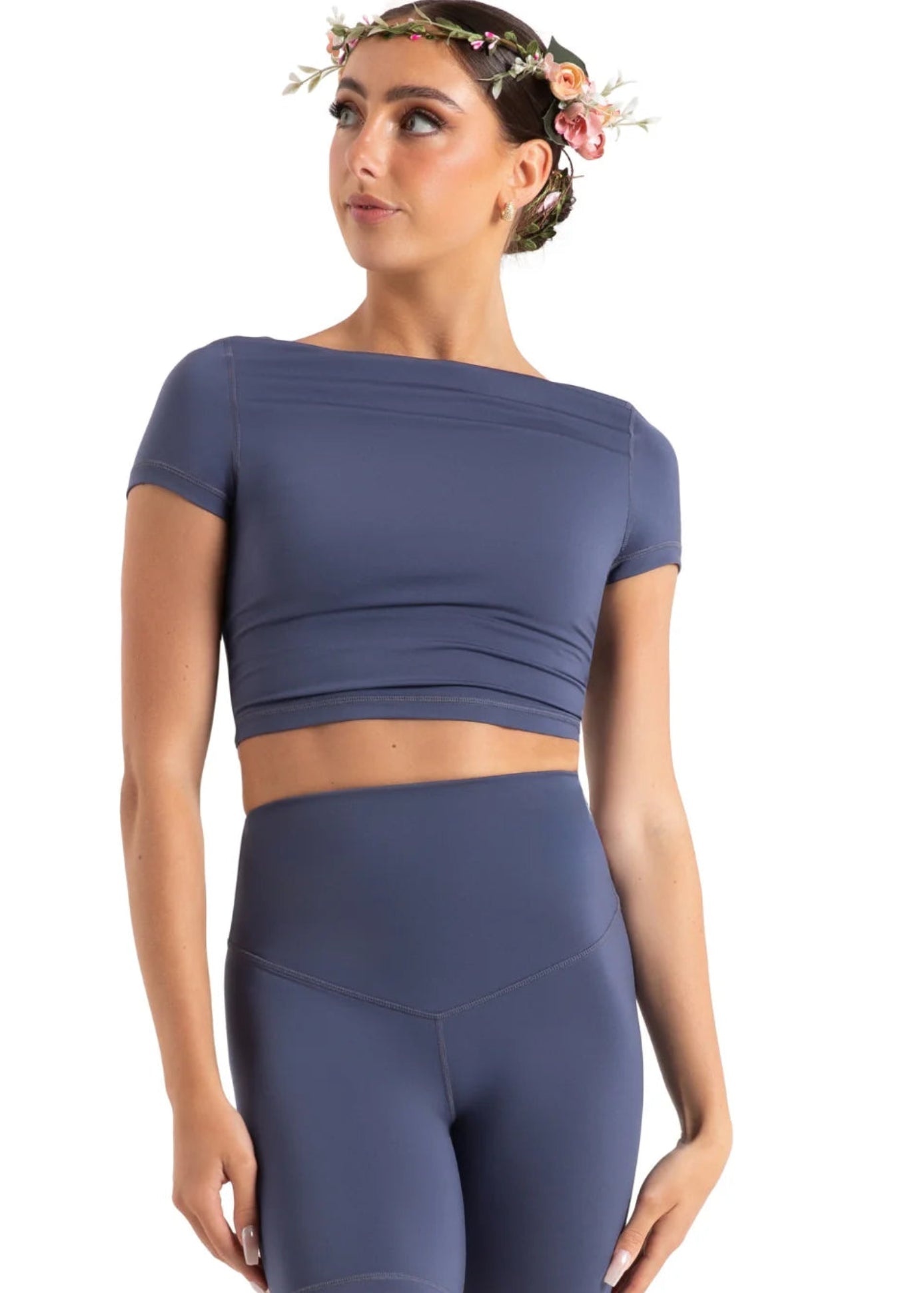 Clover Crop Top Crown Blue front view