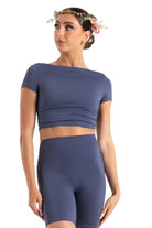 Clover Crop Top Crown Blue front view
