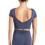 Clover Crop Top Crown Blue back view