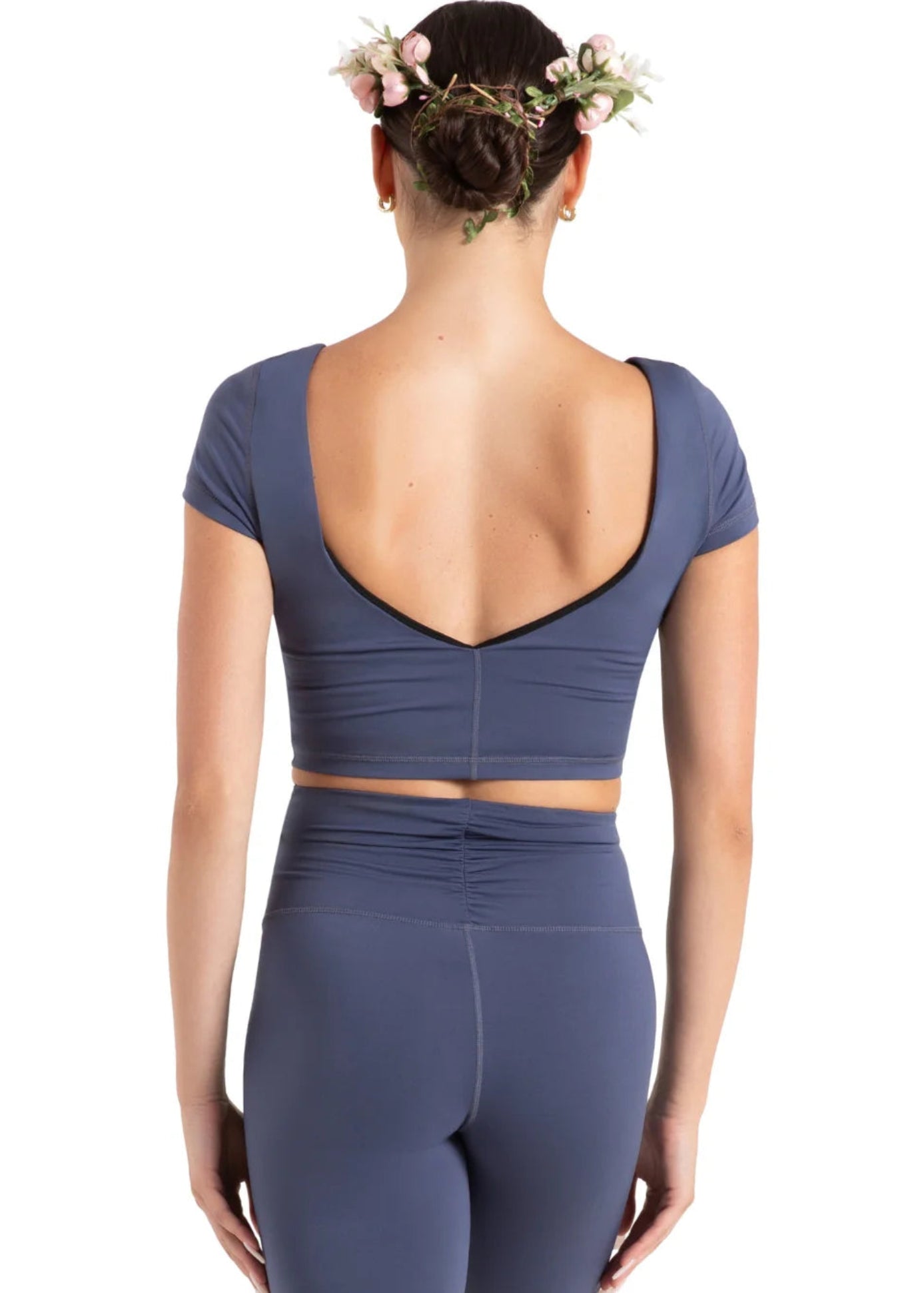 Clover Crop Top Crown Blue back view