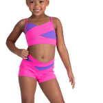 Color Block Cami Top Neon Pink/Bright Lavender front view