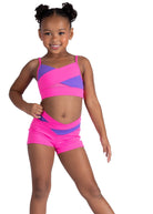 Color Block Cami Top Neon Pink/Bright Lavender front view