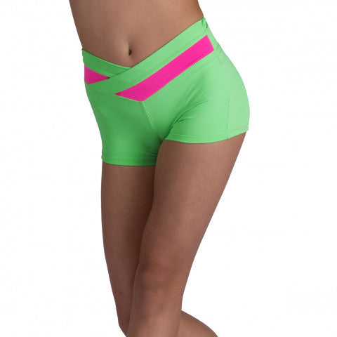 Color Block Short Luminous Green/Neon Pink front view