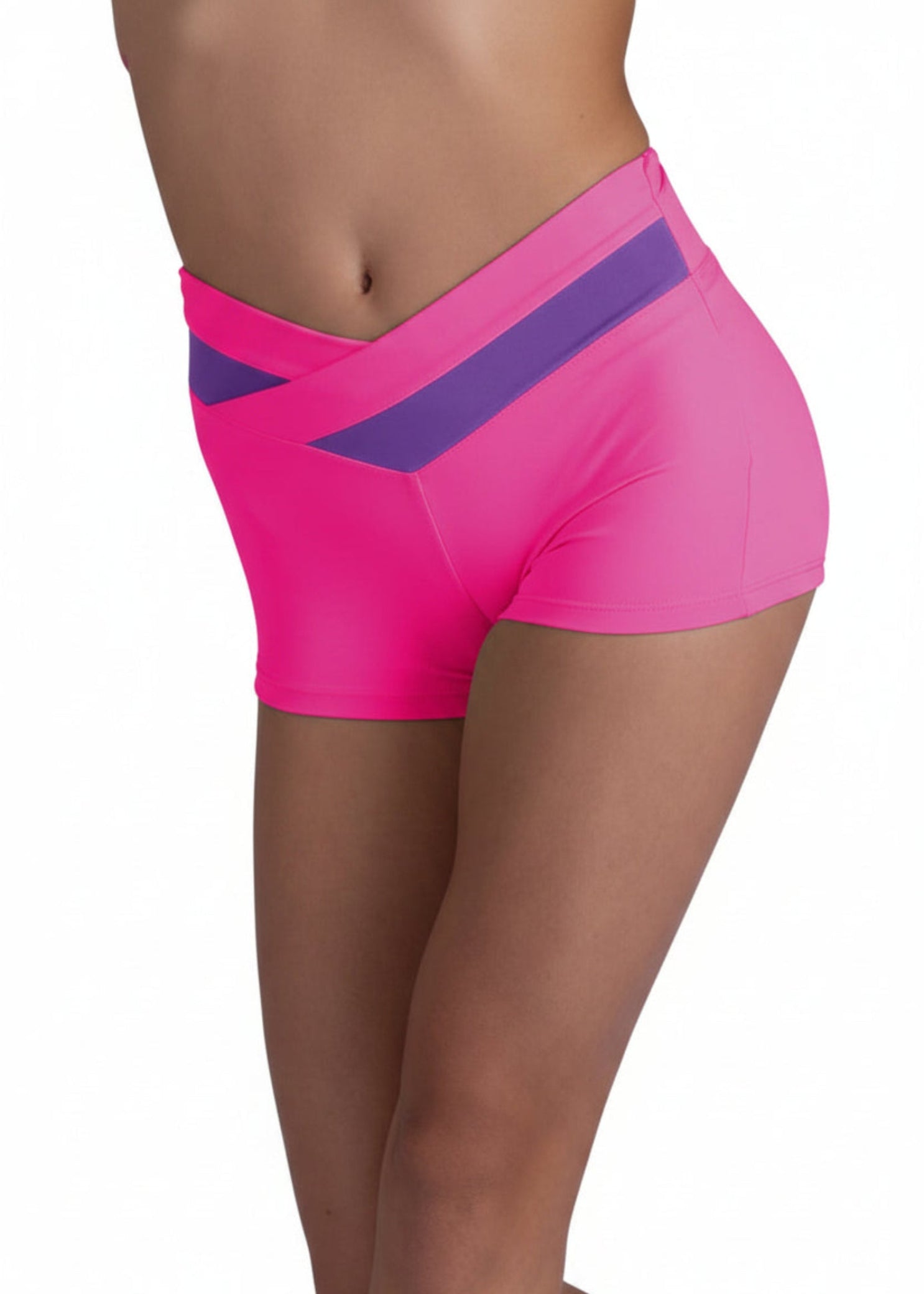 Color Block Short Neon Pink/Bright Lavender front view