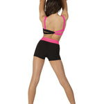 Color Block Tank Top Black/Neon Pink back view