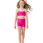 Elevate Her Contour Bra Top in Mulberry & Light Pink, lifestyle view showing contour seams and contrast underband