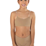 Energetiks ProForm EcoLite Convertible Bra in Wheat, back view showing clear straps and straight back band