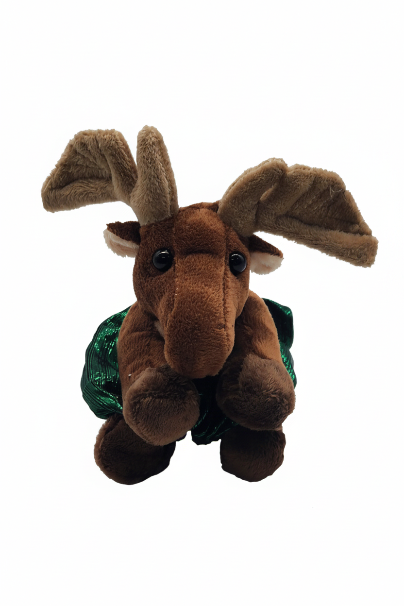 5-inch bean-weighted plush moose with soft fabric and tutu twister