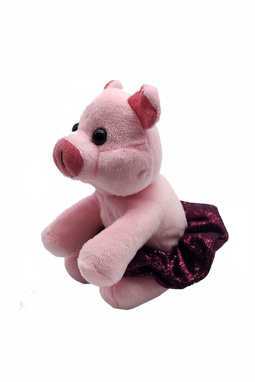 5-inch bean-weighted plush pig with soft exterior and colorful tutu twister