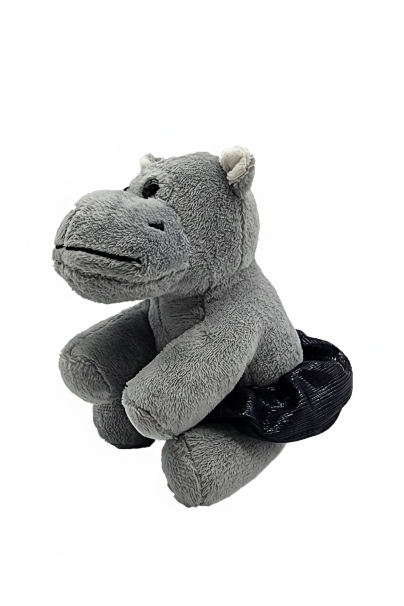 5-inch bean-weighted plush hippo with soft fabric and playful tutu twister