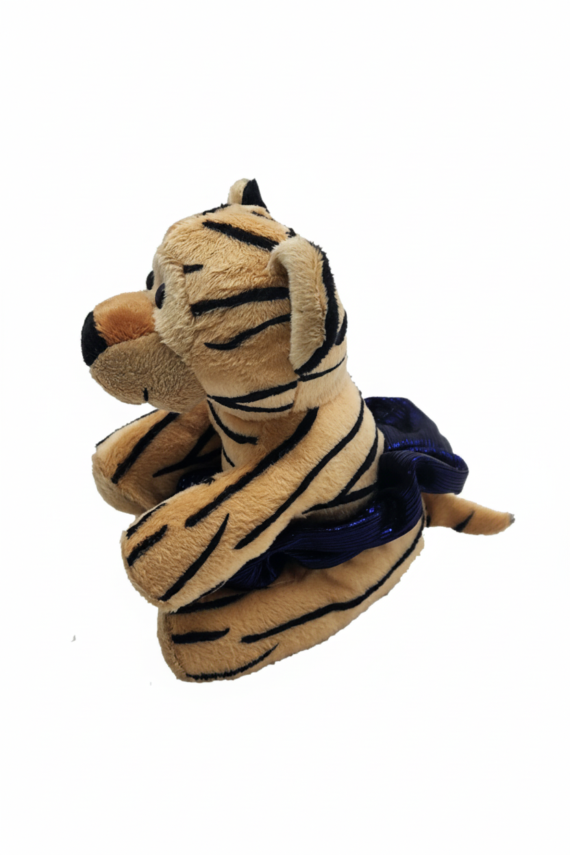 5-inch bean-weighted plush tiger cub with striped plush fabric and bright tutu twister