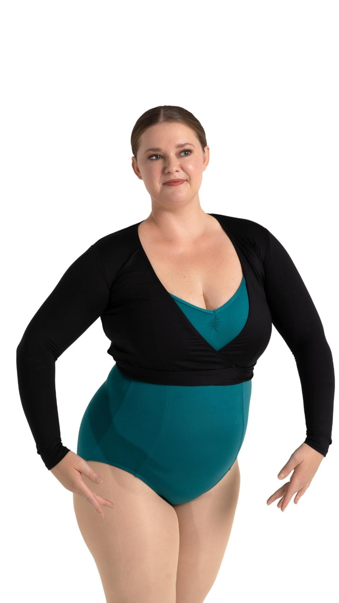 Long-sleeve ballet wrap top SE1045W designed for layering over leotards