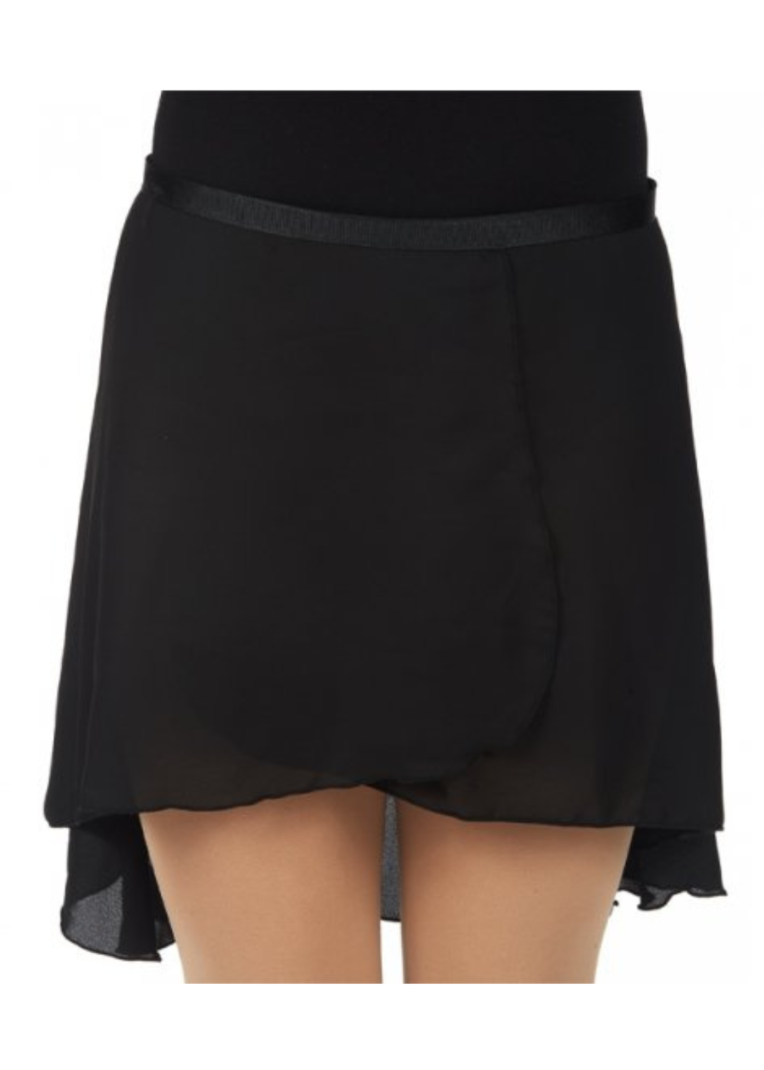 18" Georgette Wrap Skirt Black front view