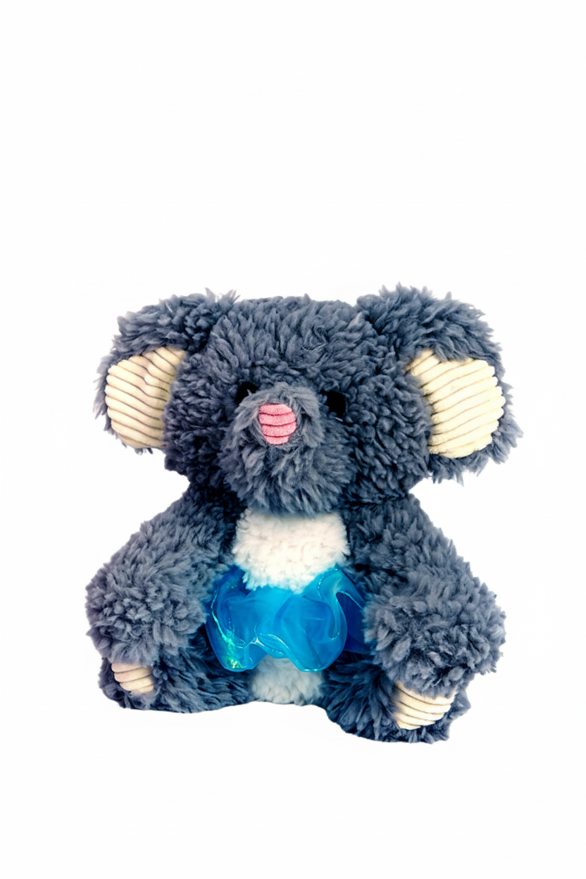 12-inch scruffy plush elephant with soft shaggy fur and opalescent tutu