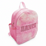 Faux Fur Dance Backpack front and side view