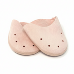 Virtisse En L'Air Lightweight Toe Pads (Fuller Cut) in Light Pink, front view showing moleskin pair with air holes