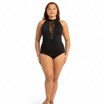Danza High Neck Leotard Black front view