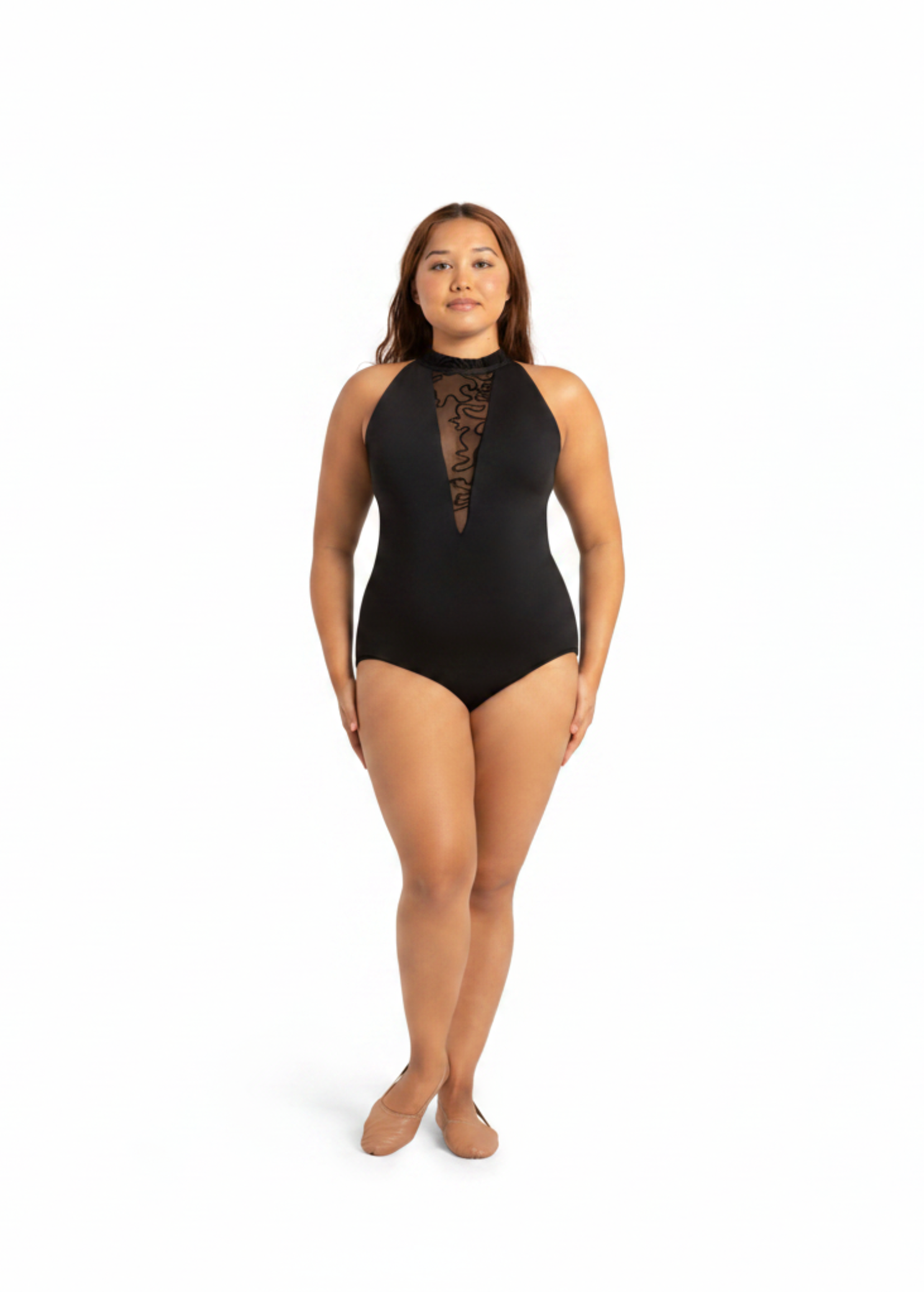 Danza High Neck Leotard Black front view