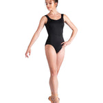 Corset Tank Leotard Black front view
