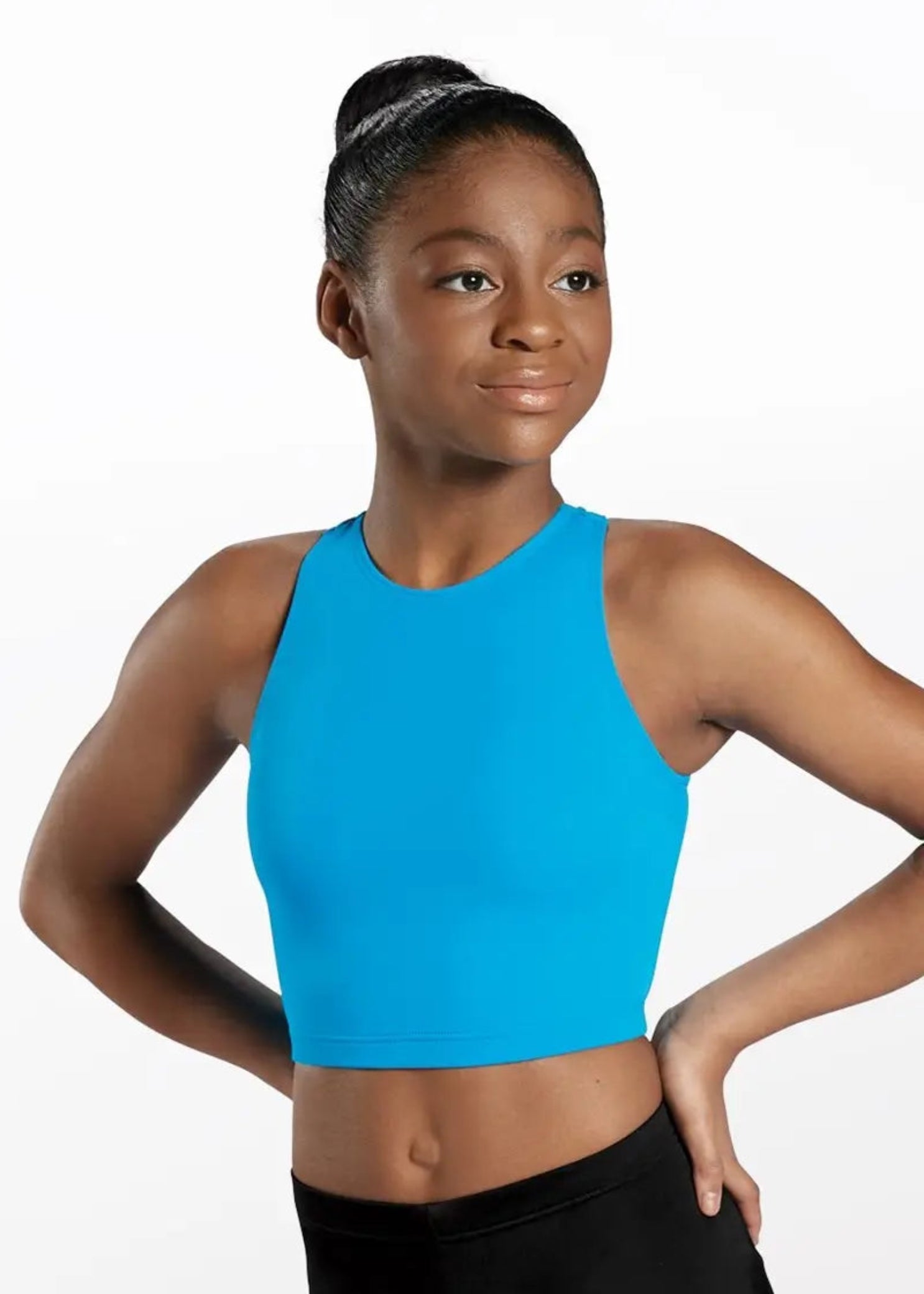 Cross Back Bra Top Blue front view