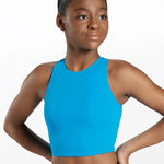 Cross Back Bra Top Blue front view