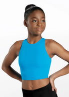 Cross Back Bra Top Blue front view