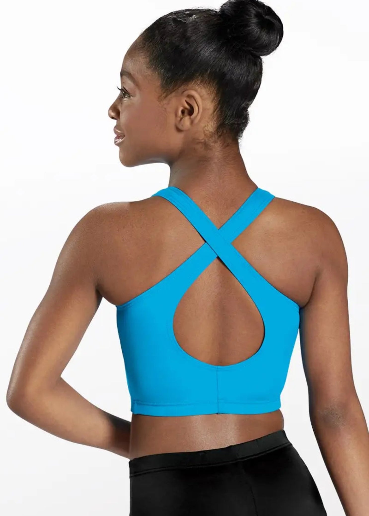 Cross Back Bra Top Blue back view