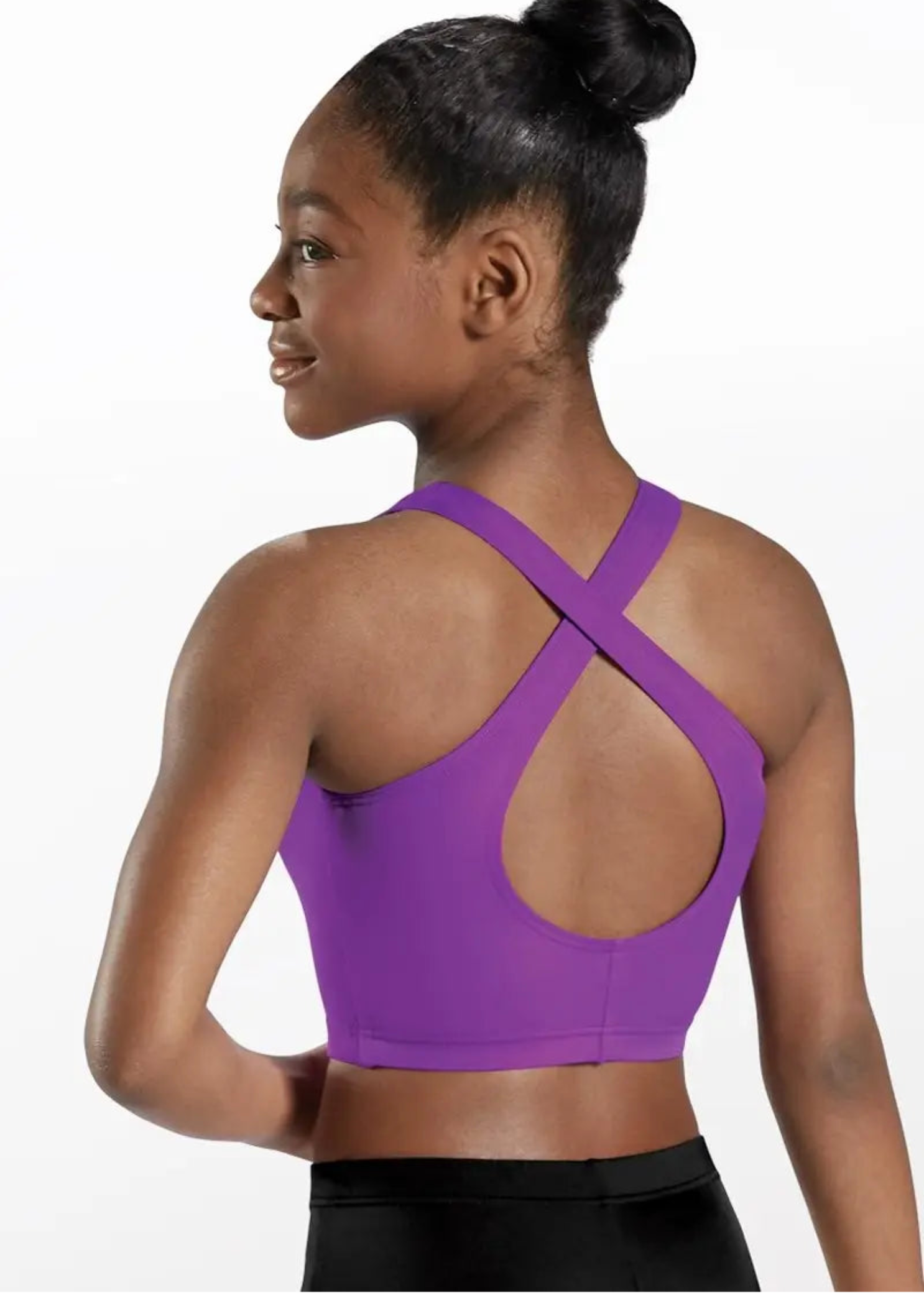 Cross Back Bra Top Purple back view