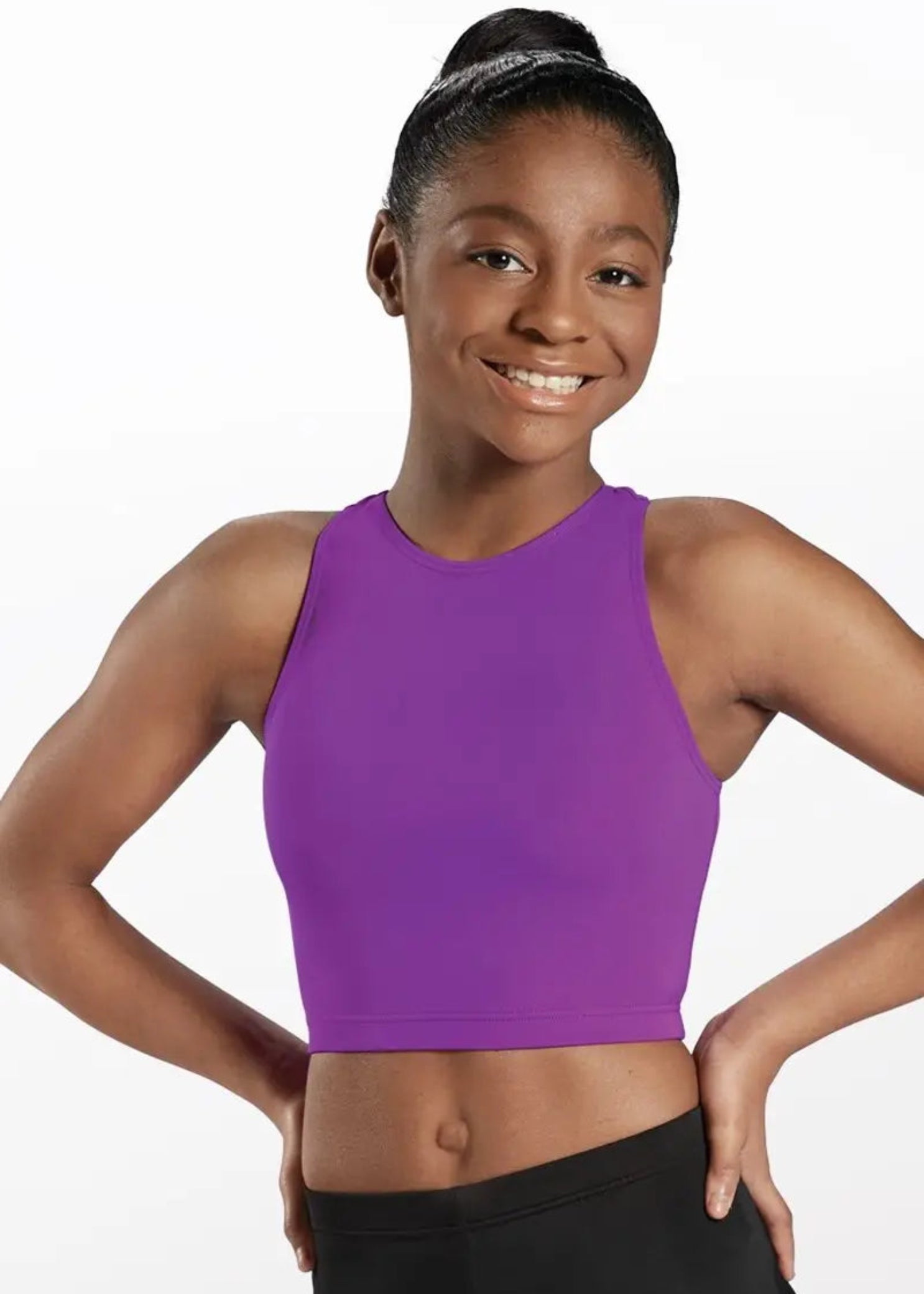 Cross Back Bra Top Purple front view