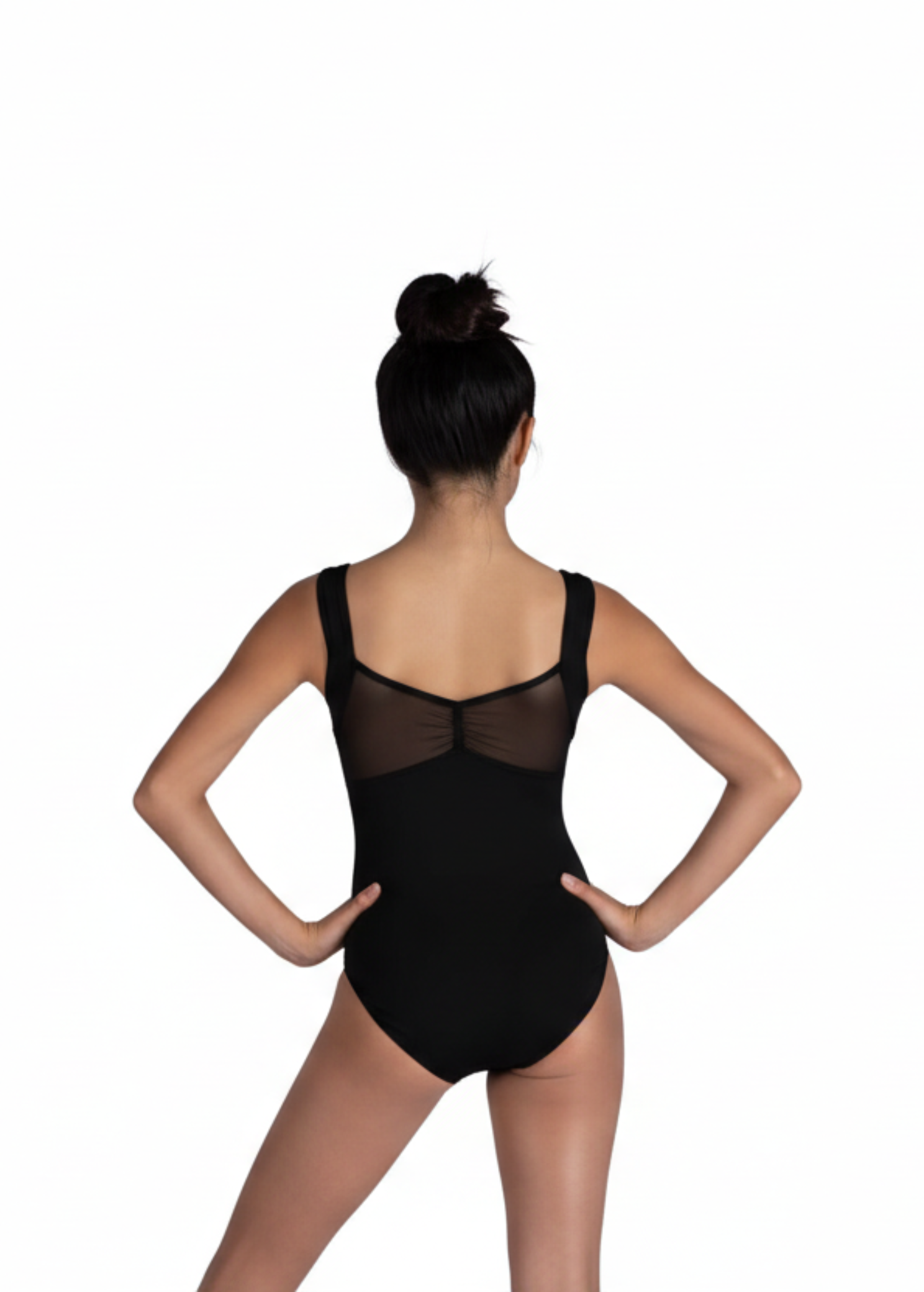 Crossover Tank Leotard Black back view